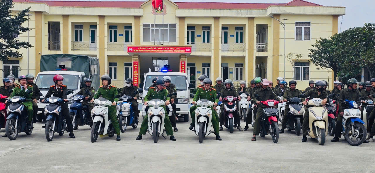 CÔNG AN XÃ THỌ LONG TỔ CHỨC LỄ RA QUÂN CAO ĐIỂM TẤN CÔNG, TRẤN ÁP TỘI PHẠM, BẢO ĐẢM ANTT PHỤC VỤ ĐẠI HỘI ĐẢNG TOÀN QUỐC LẦN THỨ XIV VÀ CÁC SỰ KIỆN LỚN NĂM 2026