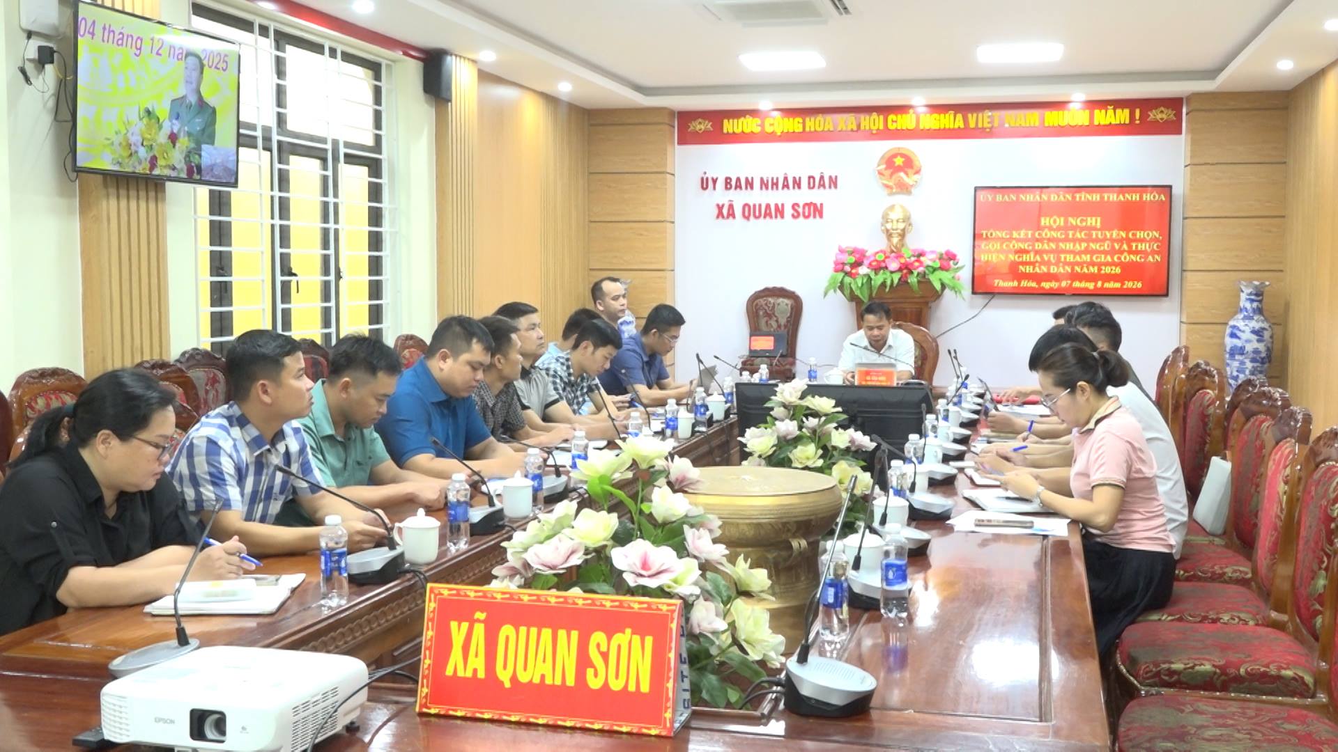 Xã Quan Sơn tham dự Hội nghị trực tuyến tổng kết công tác tuyển chọn, gọi công dân nhập ngũ và thực hiện nghĩa vụ tham gia Công an nhân dân năm 2026