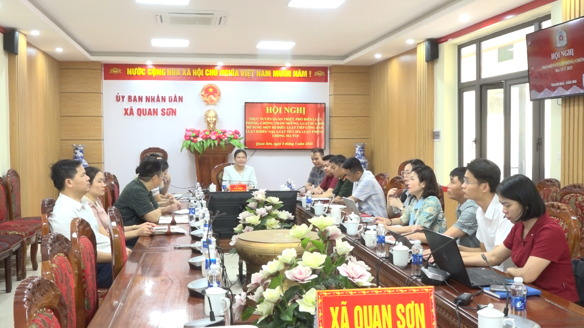 Xã Quan Sơn dự Hội nghị quán triệt, phổ biến Luật Phòng, chống ma túy, Luật sửa đổi, bổ sung một số điều của Luật Tiếp công dân, Luật Khiếu nại, Luật Tố cáo và Luật phòng, chống tham nhũng
