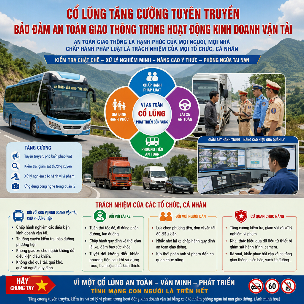 Cổ Lũng tăng cường tuyên truyền bảo đảm an toàn giao thông trong hoạt động kinh doanh vận tải
