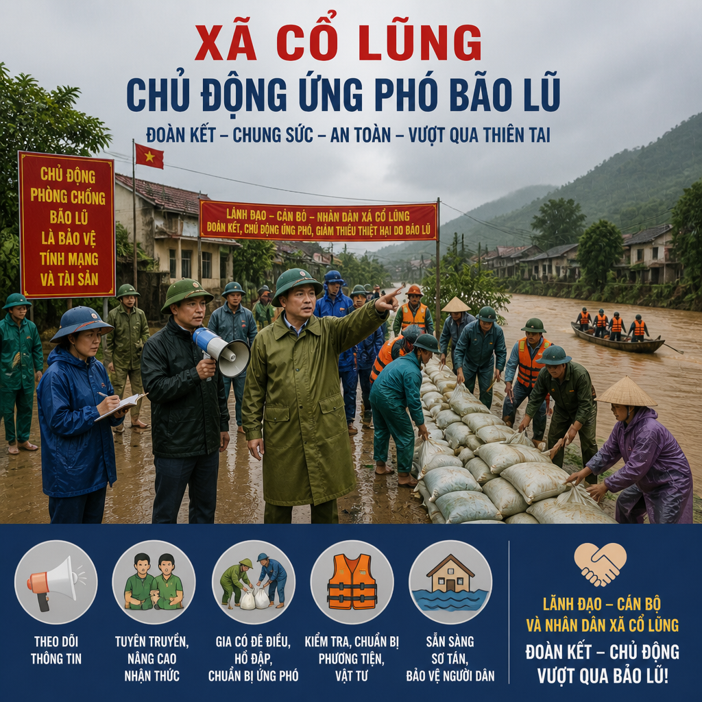 Xã Cổ Lũng chủ động ứng phó với áp thấp nhiệt đới và đợt mưa lớn
