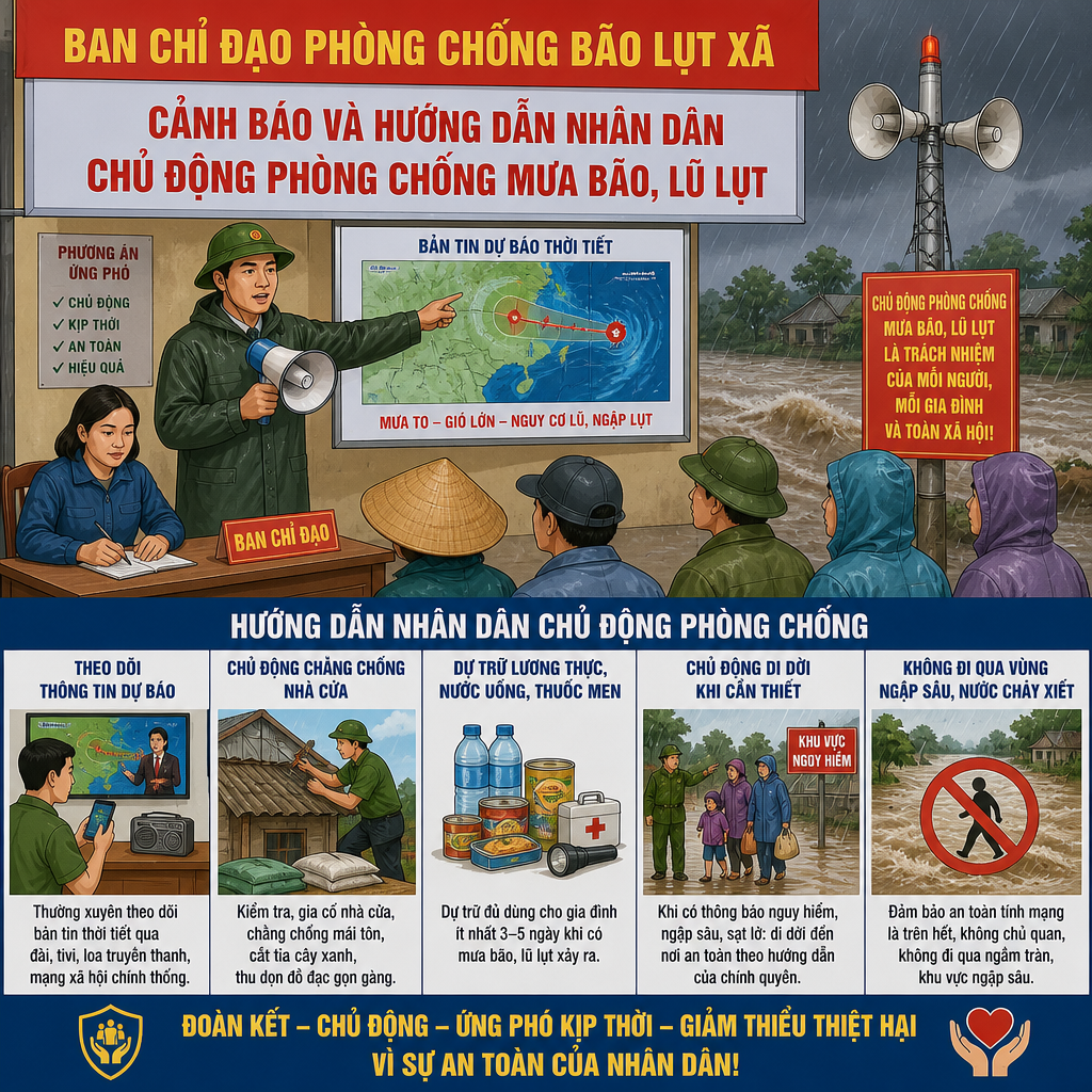 XÃ CỔ LŨNG CHỦ ĐỘNG PHÒNG, CHỐNG MƯA BÃO, LŨ LỤT, BẢO ĐẢM AN TOÀN CHO NHÂN DÂN