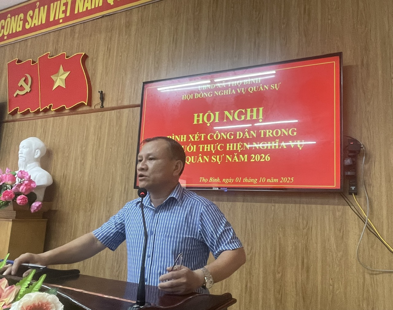 Xã Thọ Bình, tỉnh Thanh Hóa bình xét công dân trong độ tuổi thực hiện nghĩa vụ quân sự năm 2026