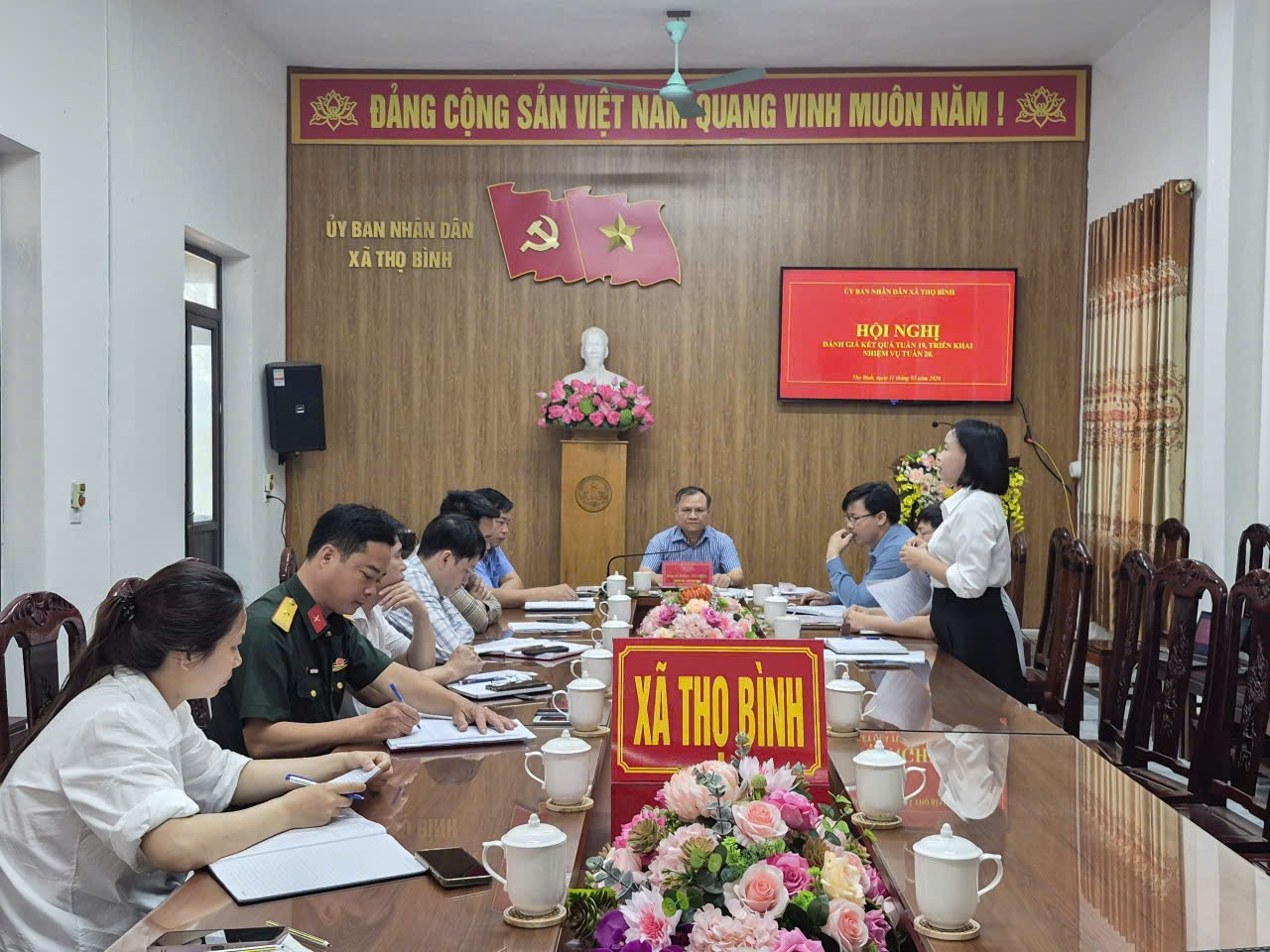 UBND xã Thọ Bình tổ chức Hội nghị đánh giá kết quả thực hiện nhiệm vụ tuần 19 và triển khai nhiệm vụ tuần 20 