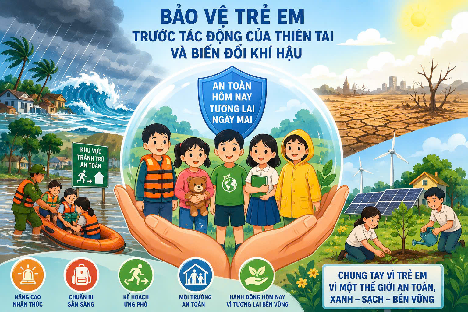 Chủ động bảo vệ trẻ em trước tác động của thiên tai và biến đổi khí hậu