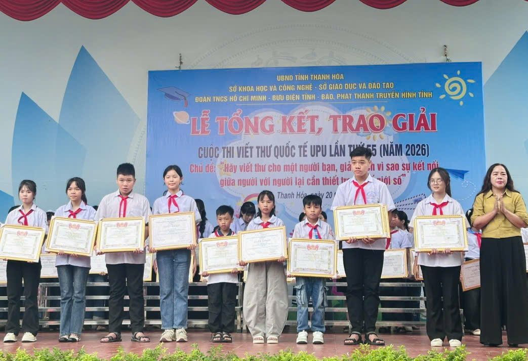 Phường Hàm Rồng có 3 em đạt giải Cuộc thi Viết thư Quốc tế UPU lần thứ 55