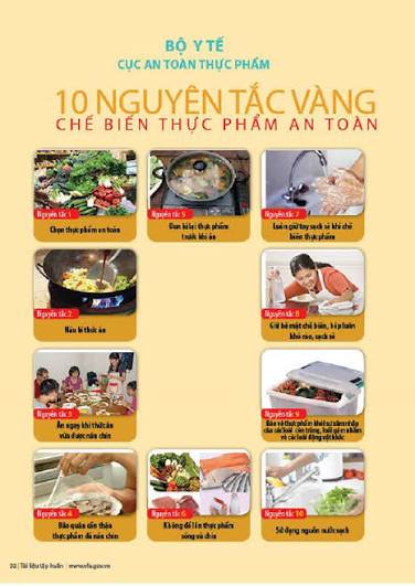 10 nguyên tắc vàng về vệ sinh an toàn thực phẩm