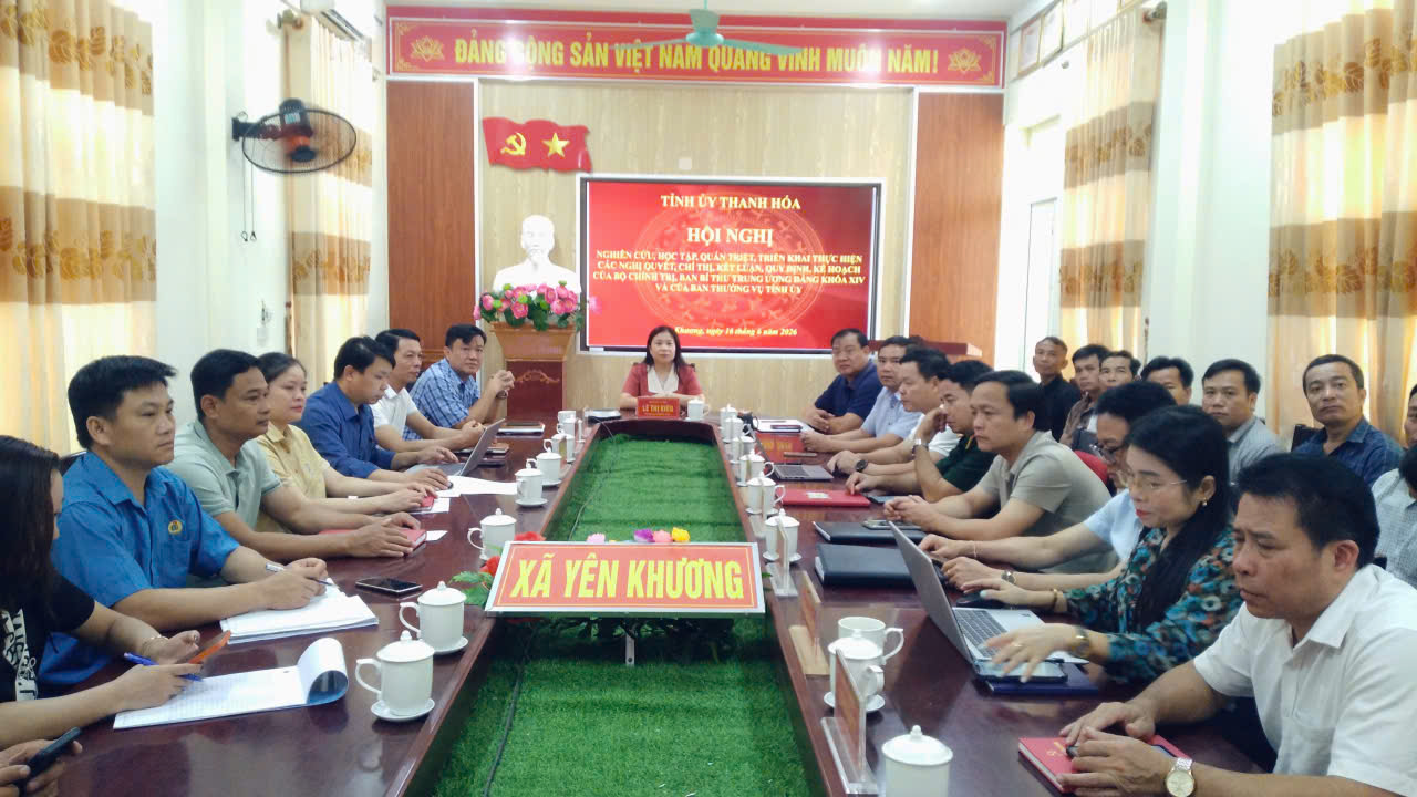 XÃ YÊN KHƯƠNG THAM DỰ HỘI NGHỊ NGHIÊN CỨU, HỌC TẬP, QUÁN TRIỆT CÁC NGHỊ QUYẾT MỚI CỦA TRUNG ƯƠNG VÀ TỈNH ỦY