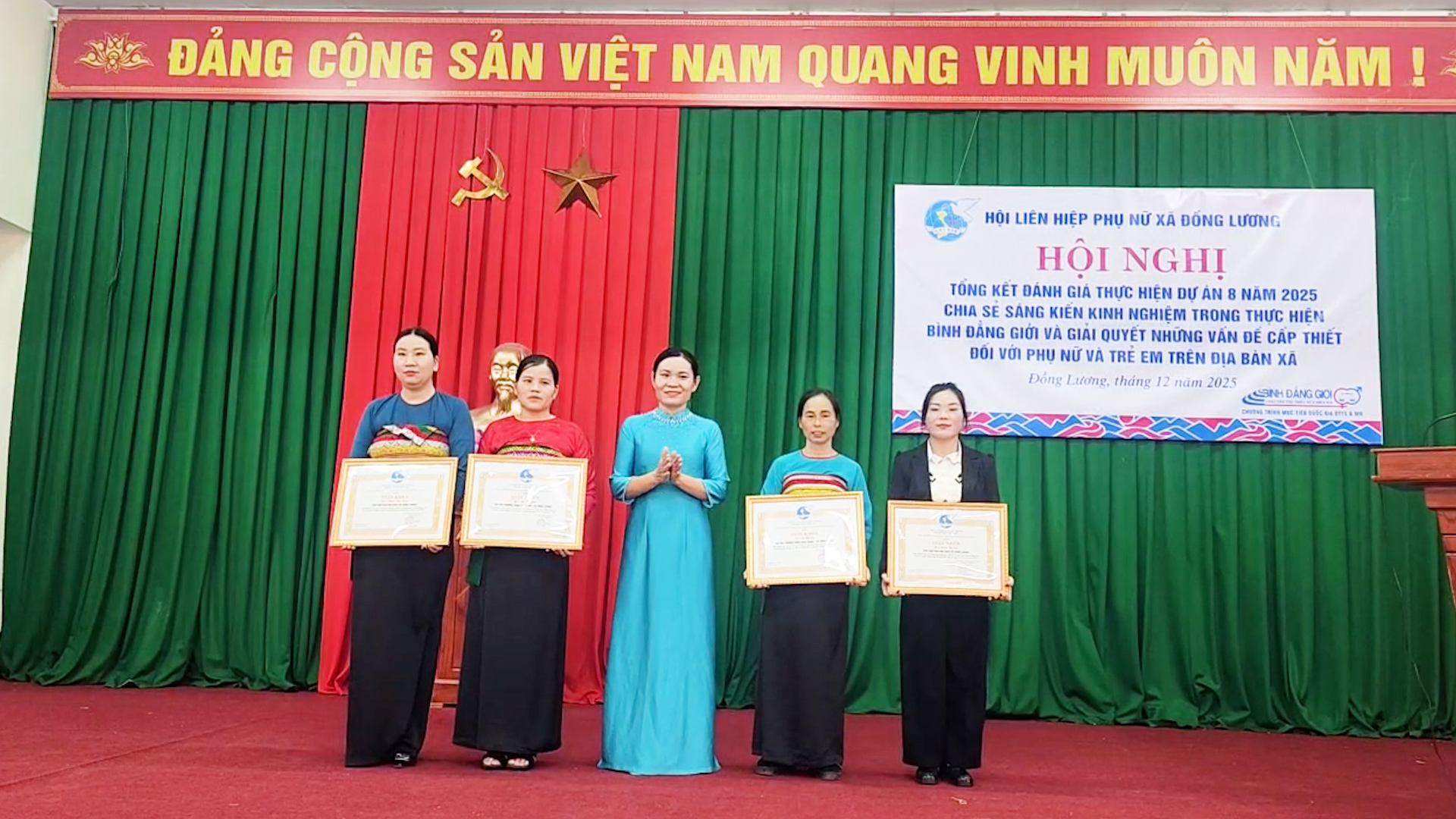 Hội LHPN xã Đồng Lương tổng kết Dự án 8 năm 2025, lan tỏa kinh nghiệm thúc đẩy bình đẳng giới.