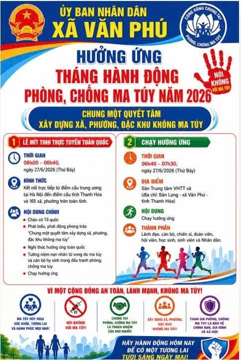 HƯỞNG ỨNG THÁNG HÀNH ĐỘNG PHÒNG, CHỐNG MA TÚY NĂM 2026.