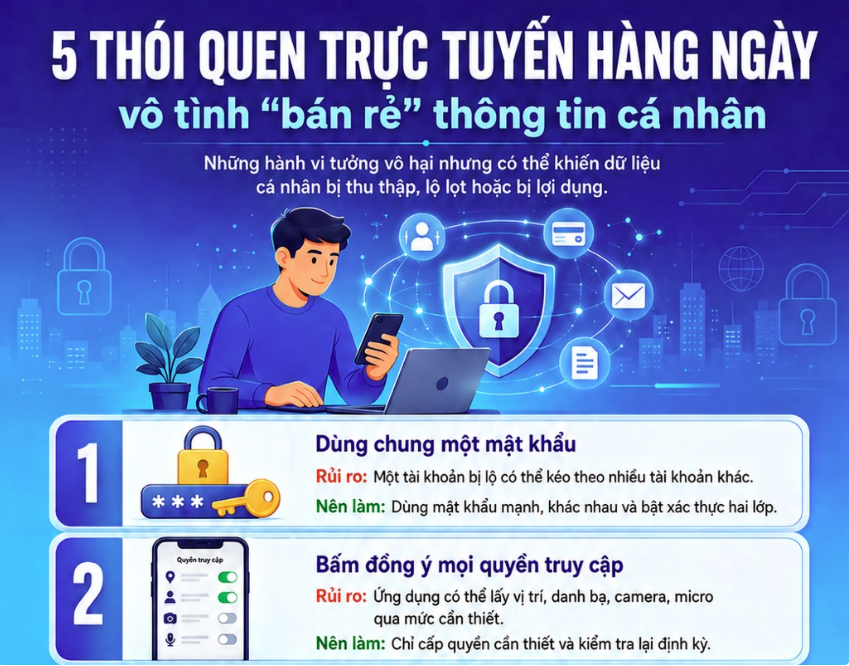5 thói quen trực tuyến hàng ngày vô tình "bán rẻ" thông tin cá nhân