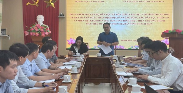 Đoàn công tác liên bộ làm việc với tỉnh Thanh Hóa về phân định địa bàn vùng dân tộc thiểu số và thực hiện Chương trình mục tiêu quốc gia