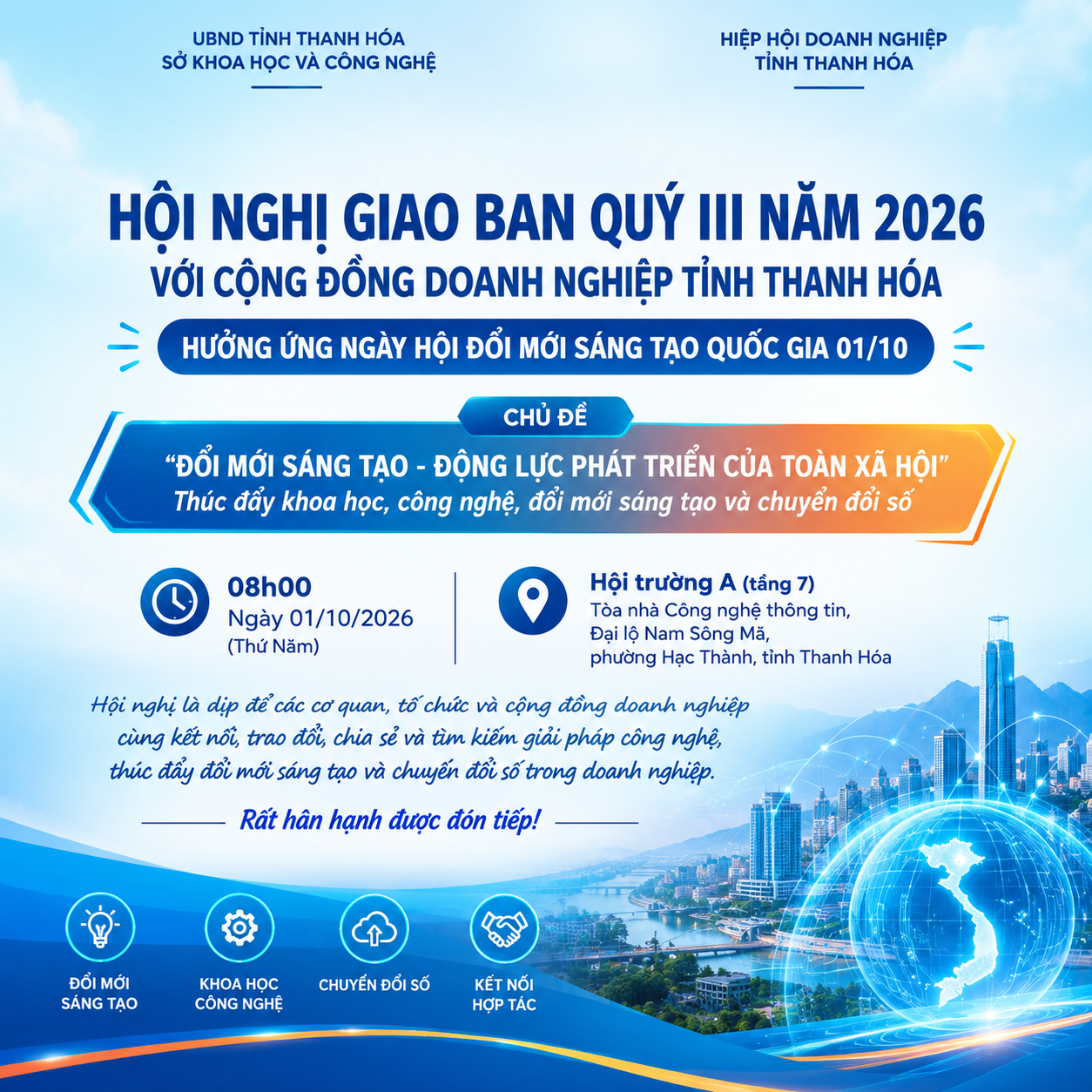 Hội nghị giao ban Quý III năm 2026 với cộng đồng doanh nghiệp tỉnh Thanh Hóa