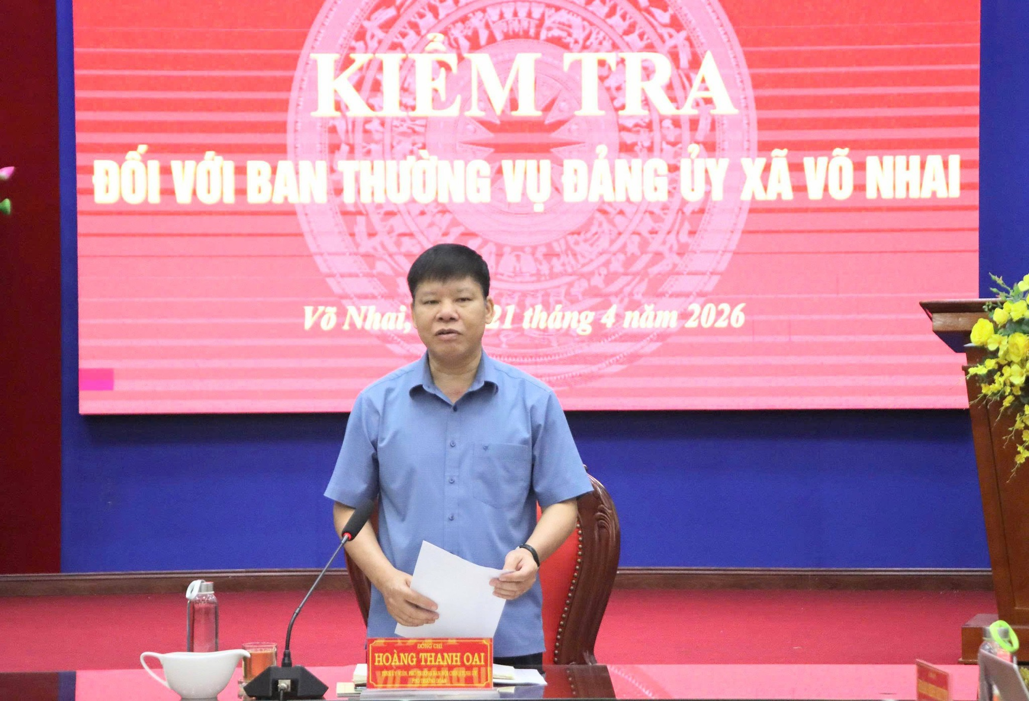 Đoàn kiểm tra theo Quyết định số 579 của Ban Thường vụ Tỉnh ủy làm việc tại Đảng ủy xã Võ Nhai