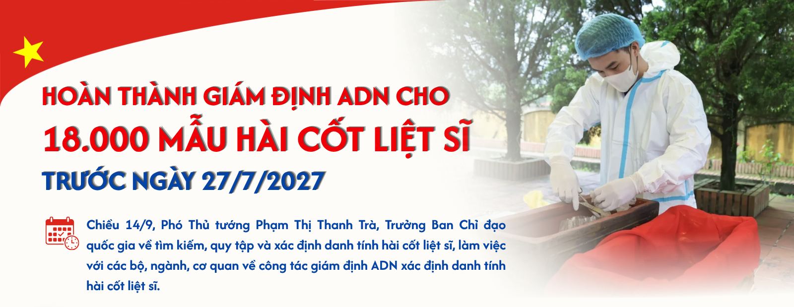 Hoàn thành giám định ADN cho 18.000 mẫu hài cốt liệt sĩ trước ngày 27/7/2027