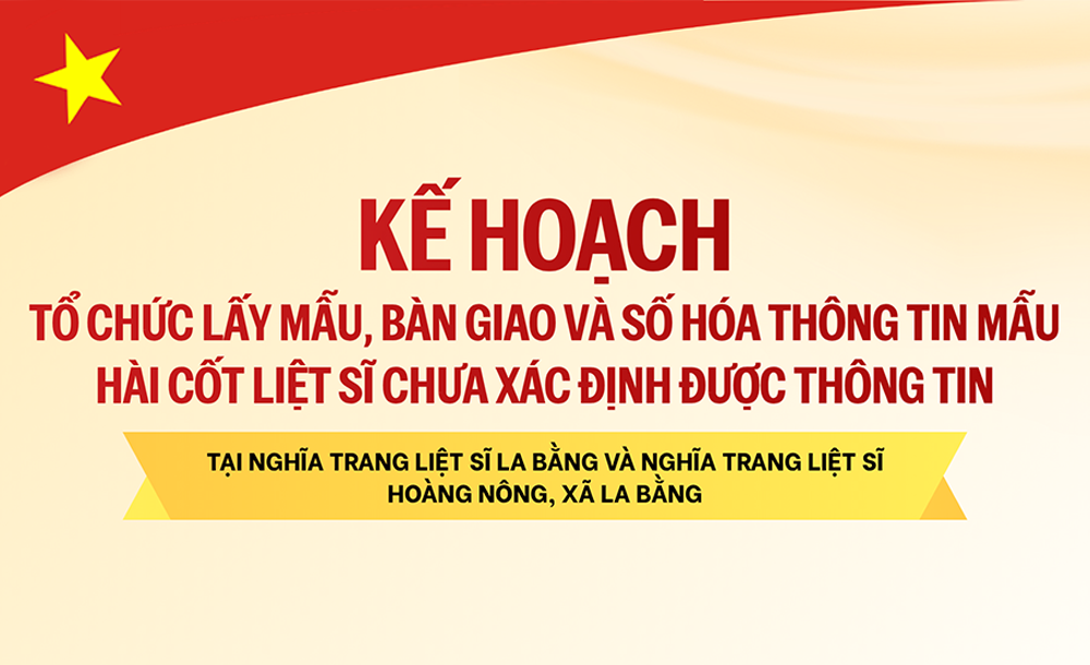 Kế hoạch tổ chức lấy mẫu, bàn giao và số hóa thông tin mẫu hài cốt liệt sĩ chưa xác định được thông tin tại Nghĩa trang Liệt sĩ La Bằng và Nghĩa trang Liệt sĩ Hoàng Nông, xã La Bằng