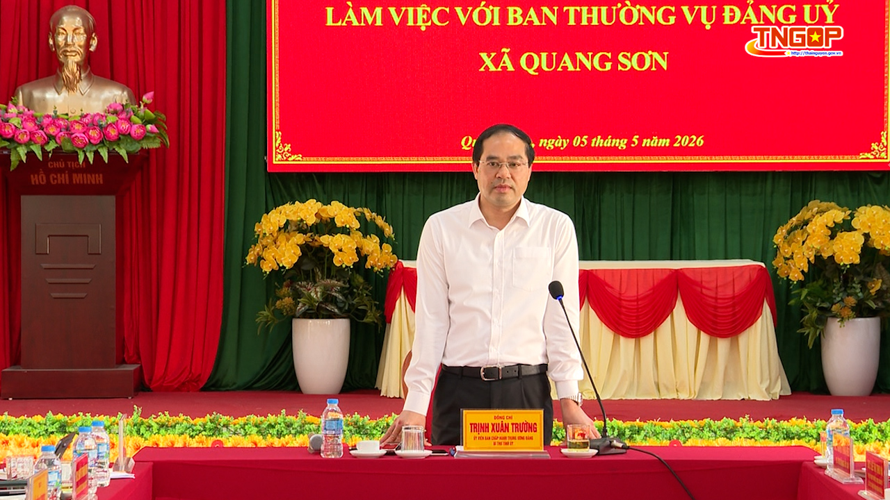 Đồng chí Bí thư Tỉnh ủy làm việc với xã Quang Sơn về phát triển kinh tế - xã hội sau sáp nhập