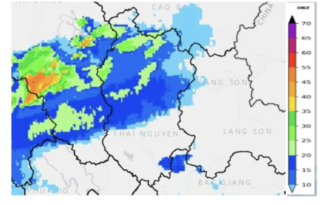 Thái Nguyên cảnh báo dông, lốc, sét, mưa đá và mưa lớn cục bộ