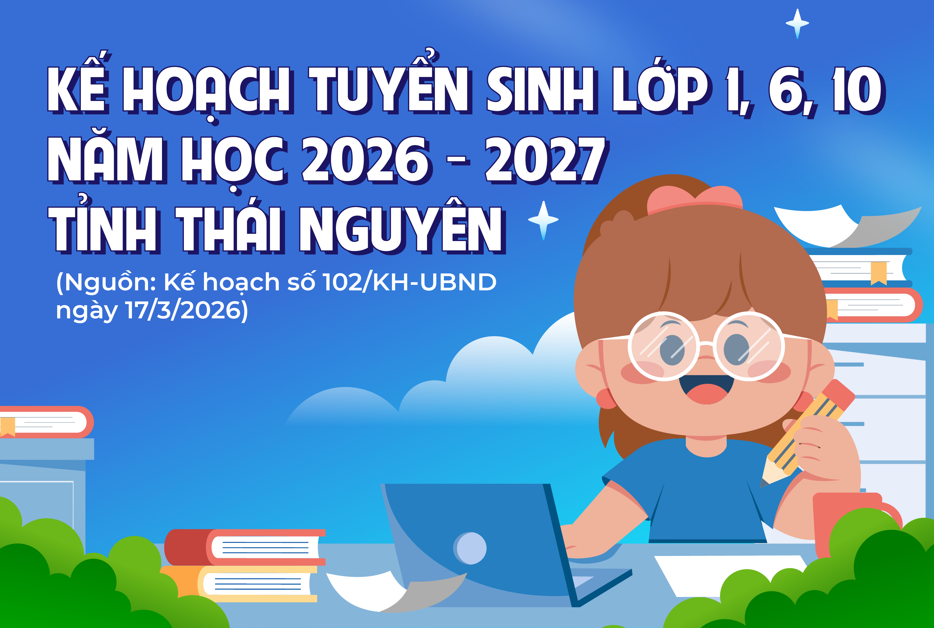Kế hoạch tuyển sinh lớp 1, 6, 10 năm học 2026 - 2027 tỉnh Thái Nguyên