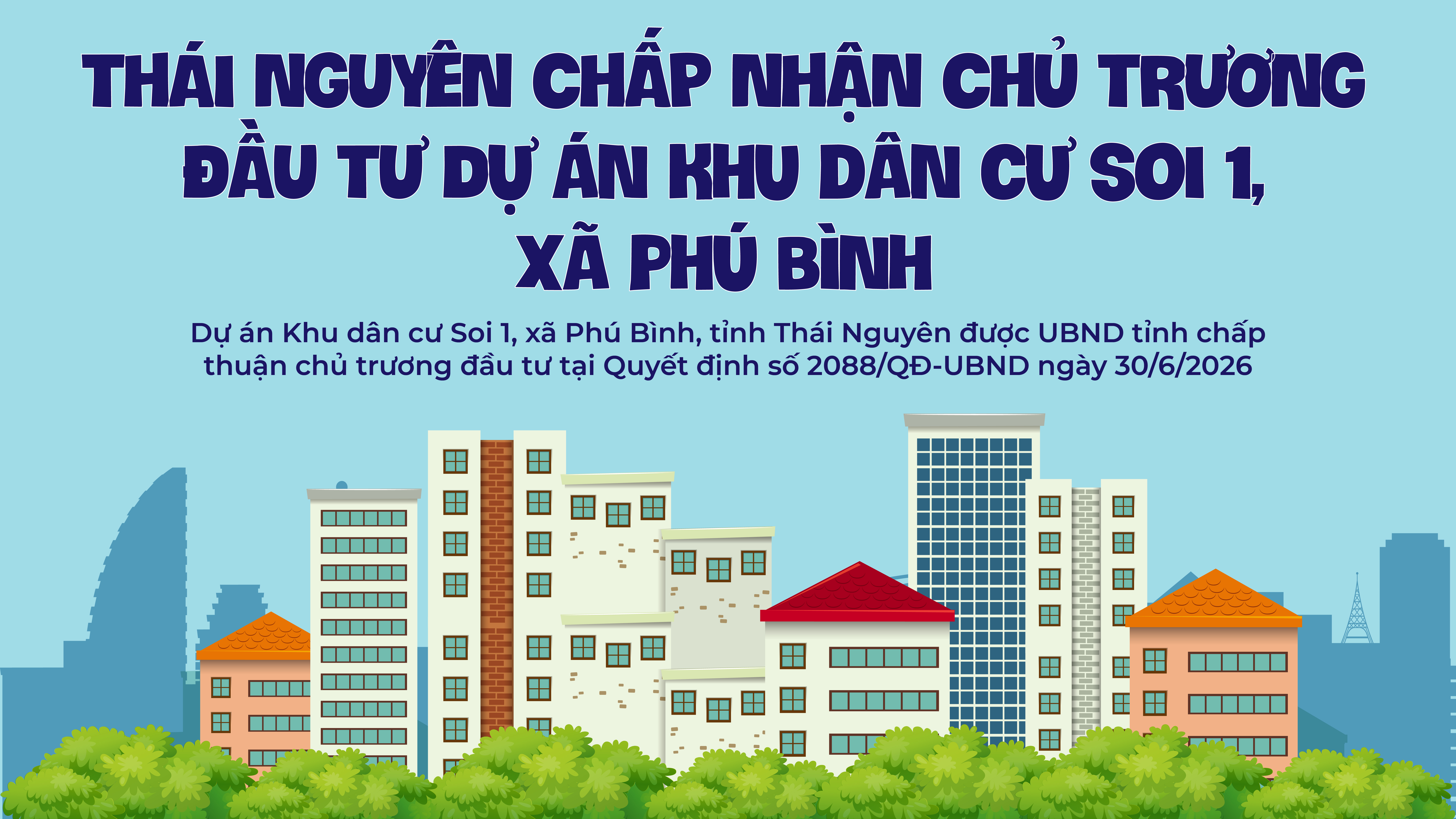 Thái Nguyên chấp thuận chủ trương đầu tư Dự án Khu dân cư Soi 1, xã Phú Bình