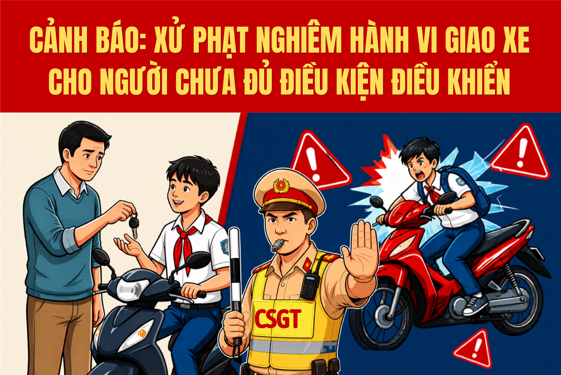 Cảnh báo: Xử phạt nghiêm hành vi giao xe cho người chưa đủ điều kiện điều khiển