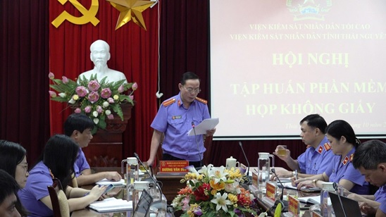 VKSND tỉnh Thái Nguyên tổ chức tập huấn sử dụng Phần mềm Họp không giấy