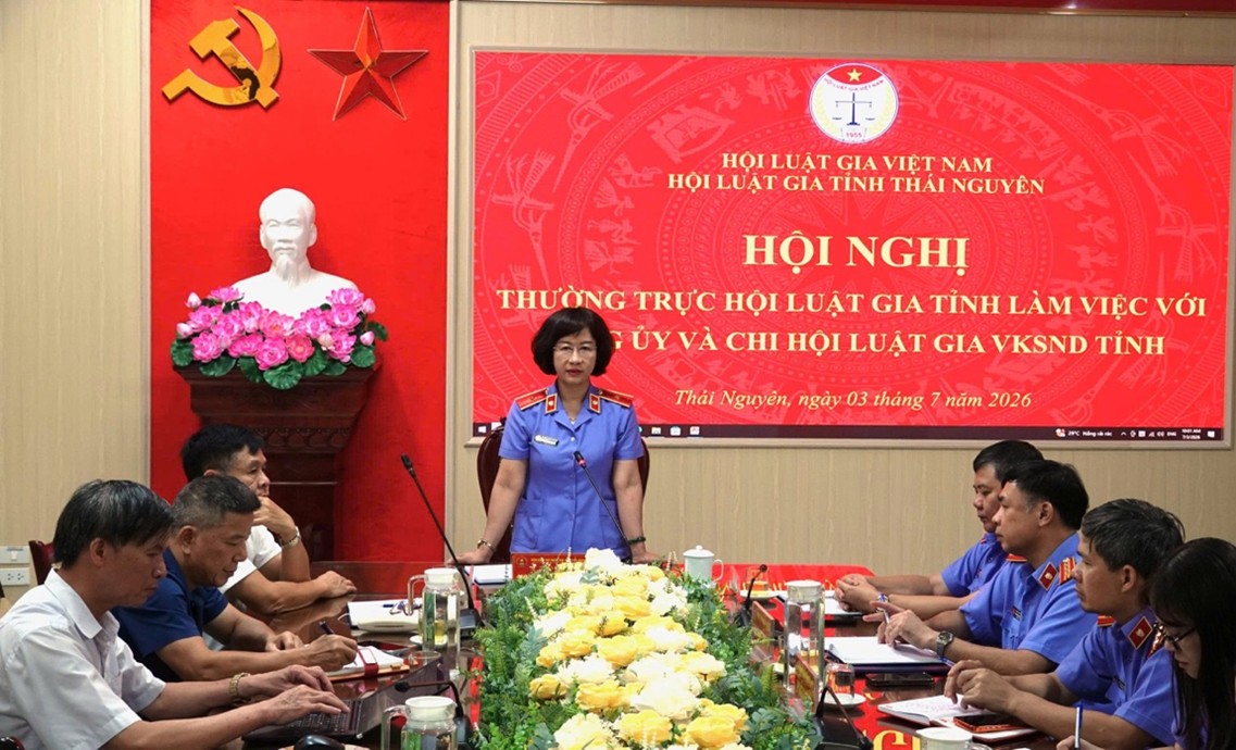 Thường trực hội luật gia tỉnh làm việc với Đảng ủy và chi hội luật gia Viện kiểm sát nhân dân tỉnh Thái Nguyên
