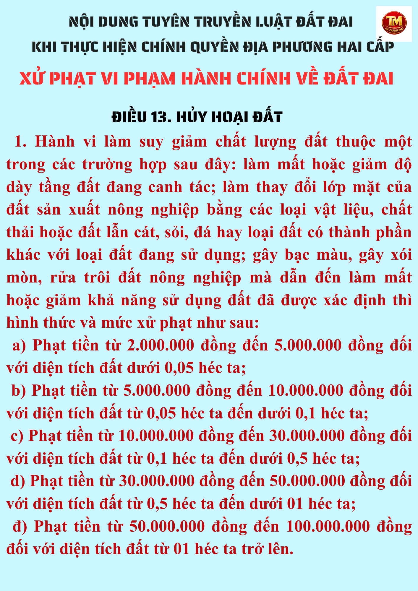 HÀNH VI HỦY HOẠI ĐẤT BỊ XỬ PHẠT VI PHẠM HÀNH CHÍNH NHƯ THẾ NÀO: