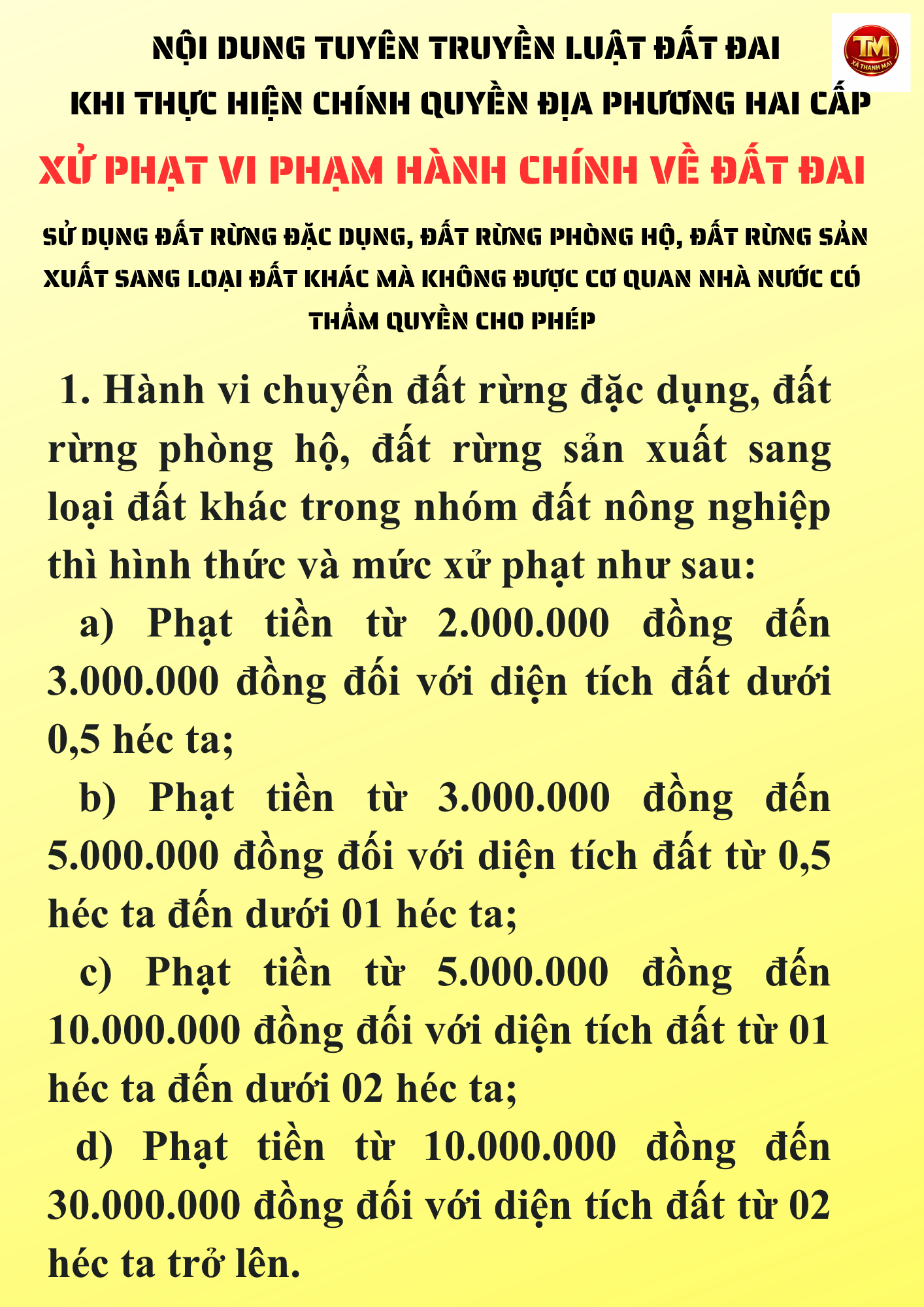 Sử dụng đất rừng đặc dụng, đất rừng phòng hộ, đất rừng sản xuất sang loại đất khác mà không được cơ quan Nhà nước có thẩm quyền cho phép bị xử phạt như thế nào?