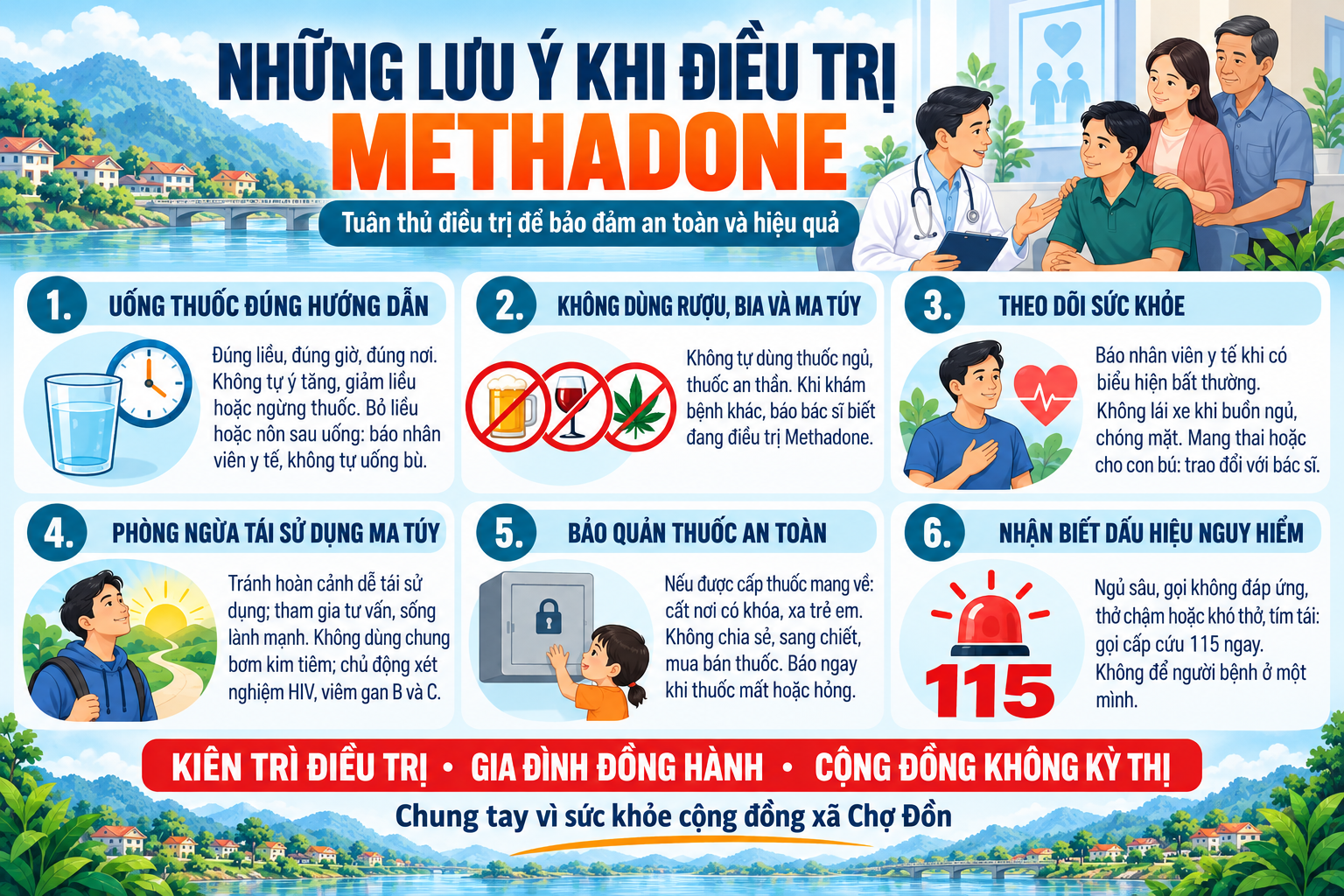 Xã Chợ Đồn duy trì điểm điều trị nghiện các chất dạng thuốc phiện bằng thuốc Methadone