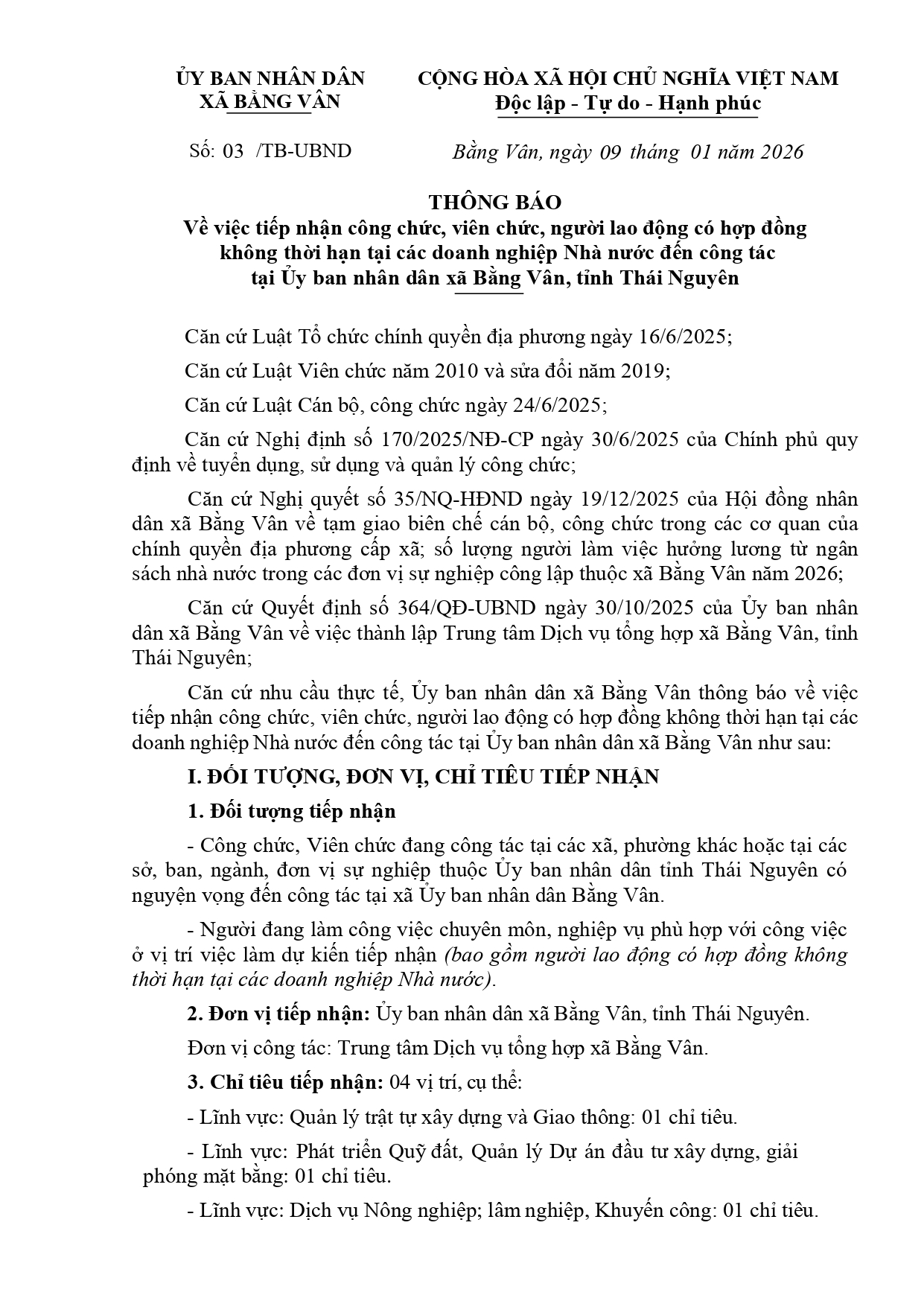 THÔNG BÁO