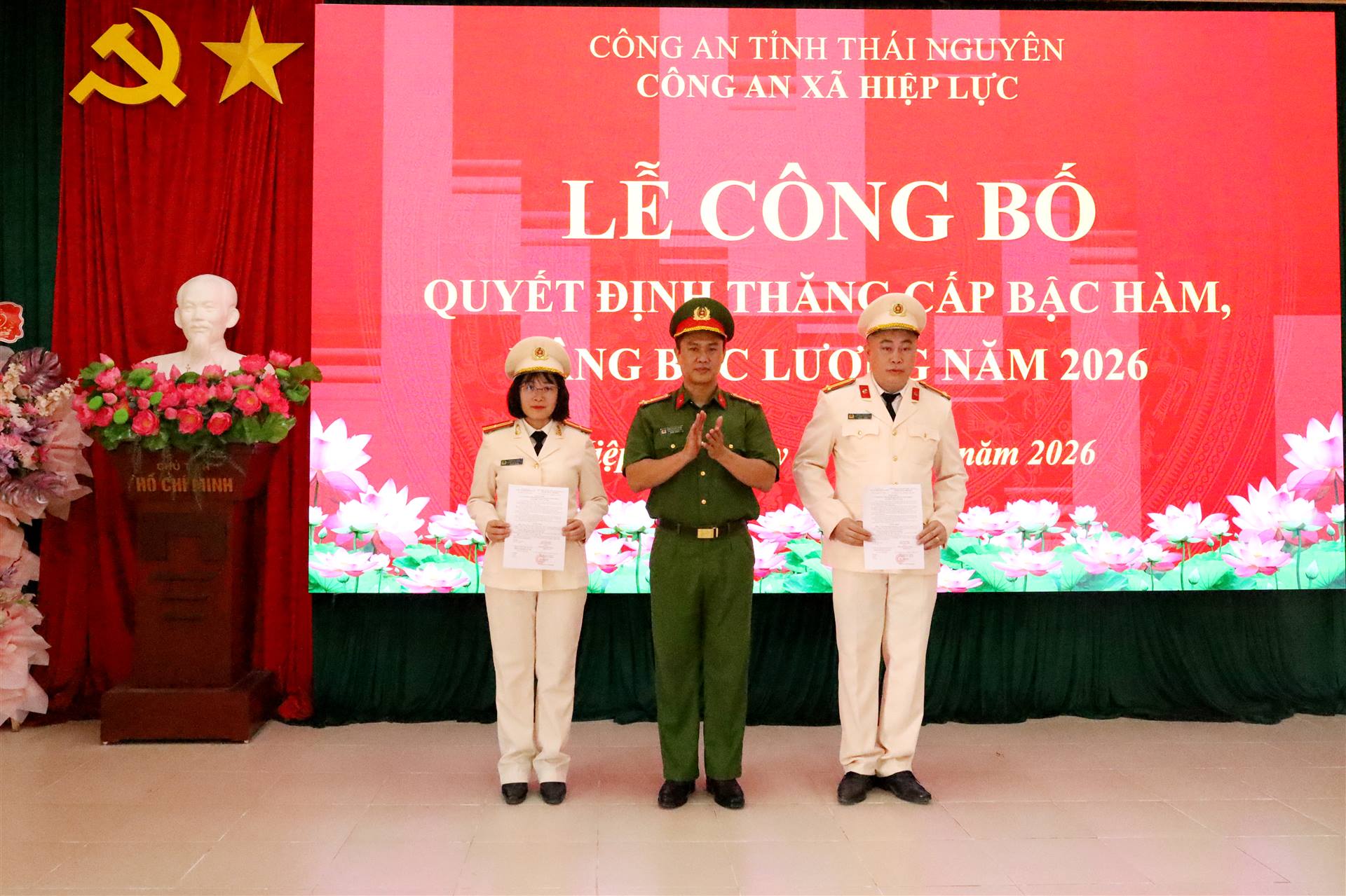 CÔNG AN XÃ HIỆP LỰC: 06 CÁN BỘ, CHIẾN SĨ ĐƯỢC THĂNG CẤP BẬC HÀM, NÂNG BẬC LƯƠNG NĂM 2026