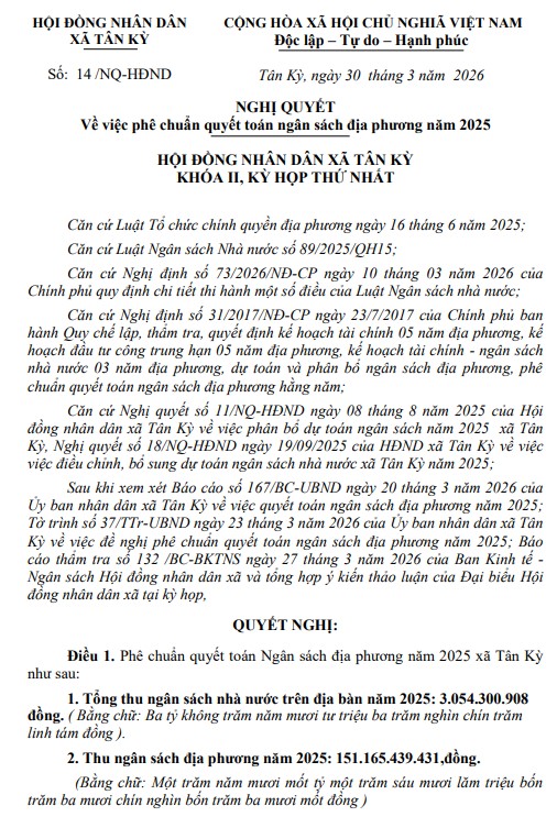 Phê chuẩn quyết toán ngân sách địa phương năm 2025