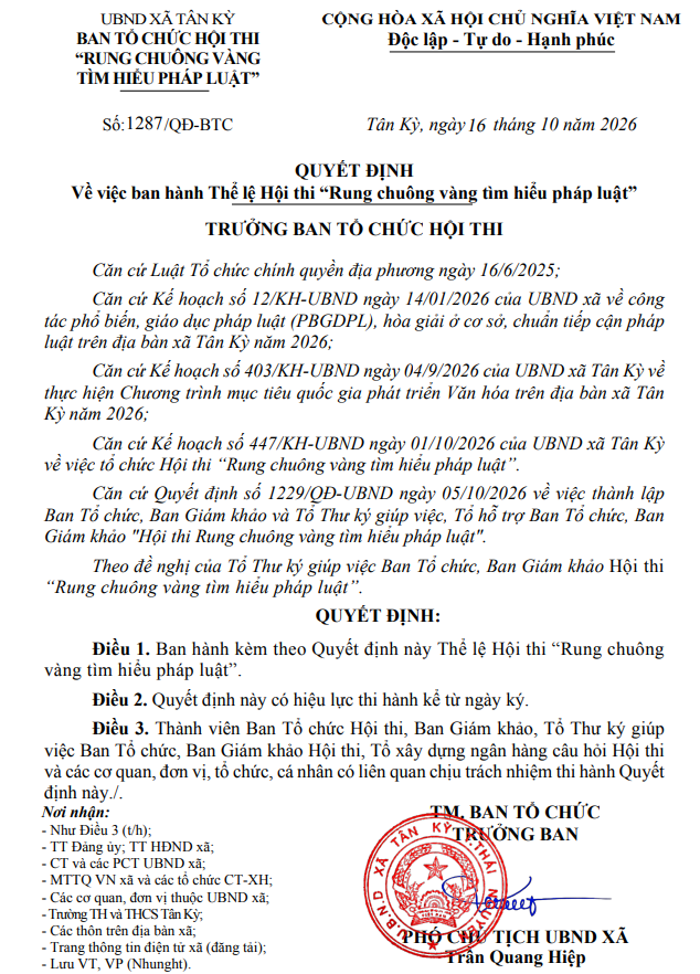 Thể lệ Hội thi "Rung chuông vàng tìm hiểu pháp luật"