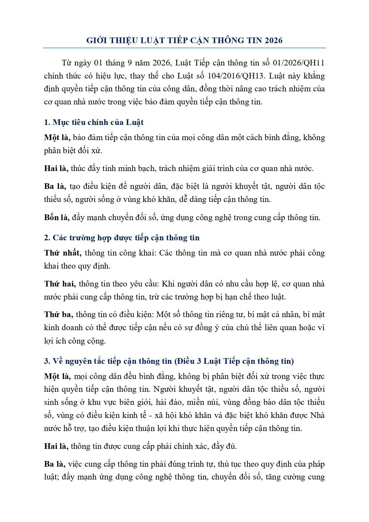 GIỚI THIỆU LUẬT TIẾP CẬN THÔNG TIN