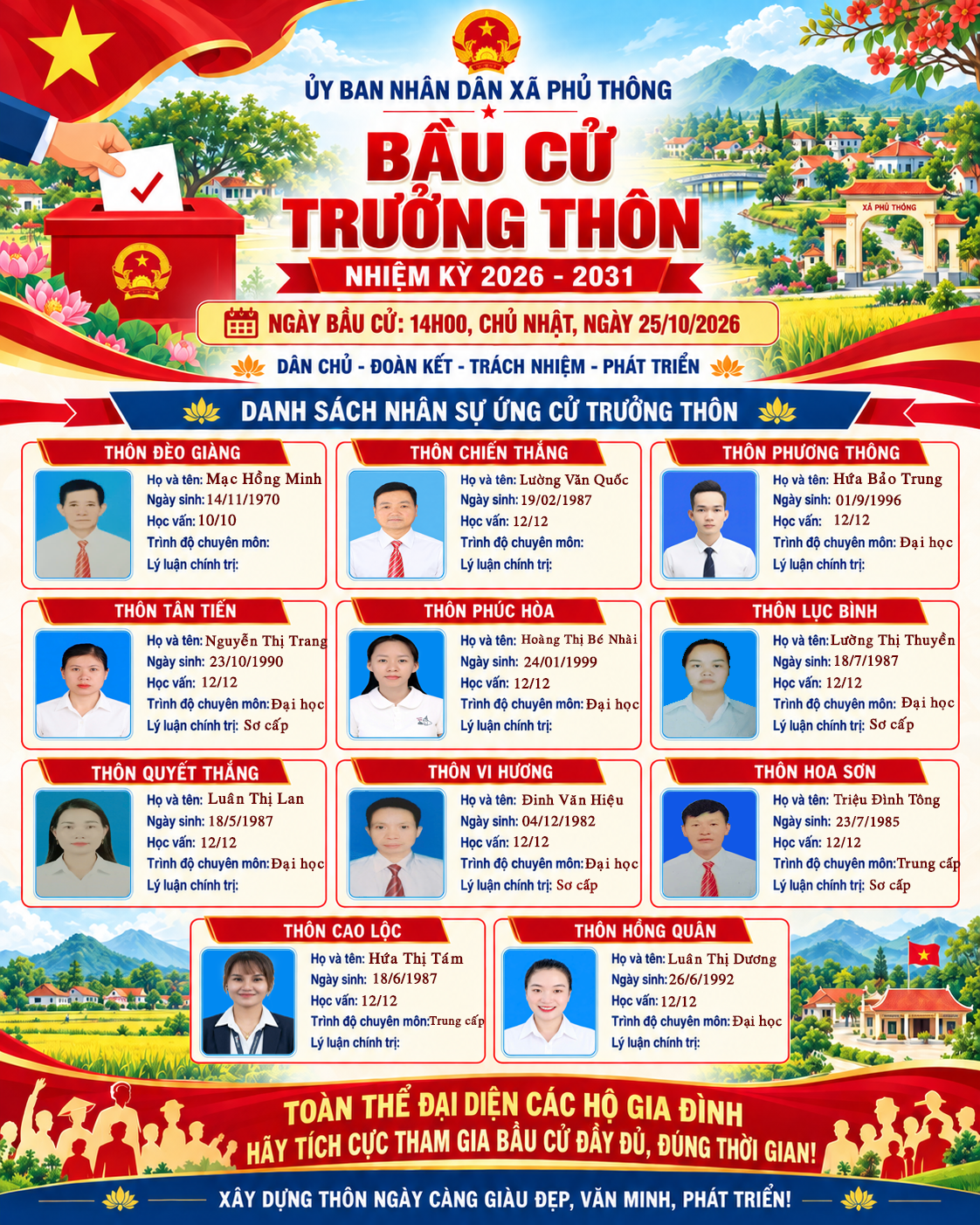 XÃ PHỦ THÔNG SẴN SÀNG CHO NGÀY BẦU CỬ TRƯỞNG THÔN NHIỆM KỲ 2026 – 2031