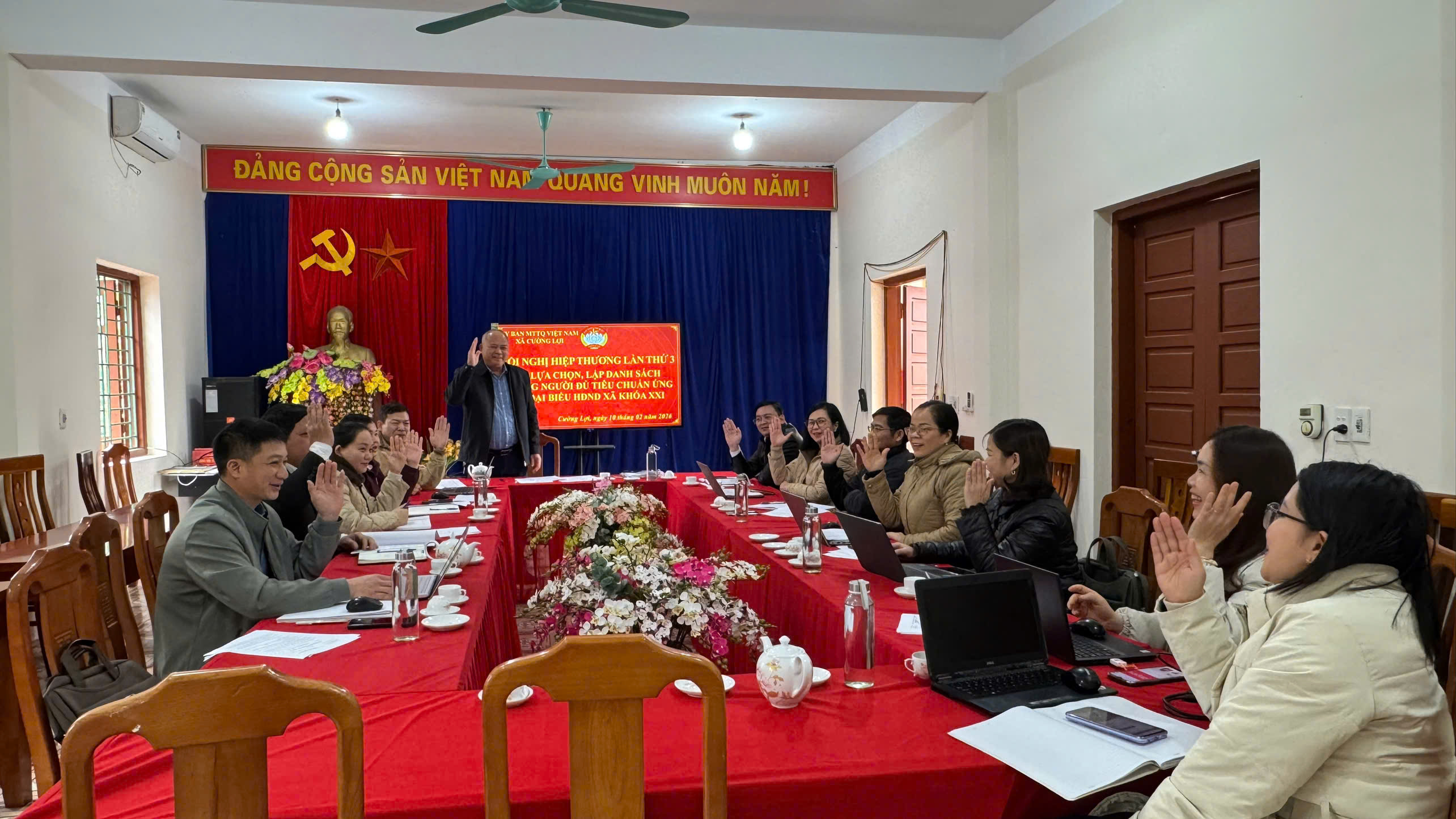 ỦY BAN MTTQ VIỆT NAM XÃ CƯỜNG LỢI TỔ CHỨC HỘI NGHỊ HIỆP THƯƠNG LẦN THỨ BA