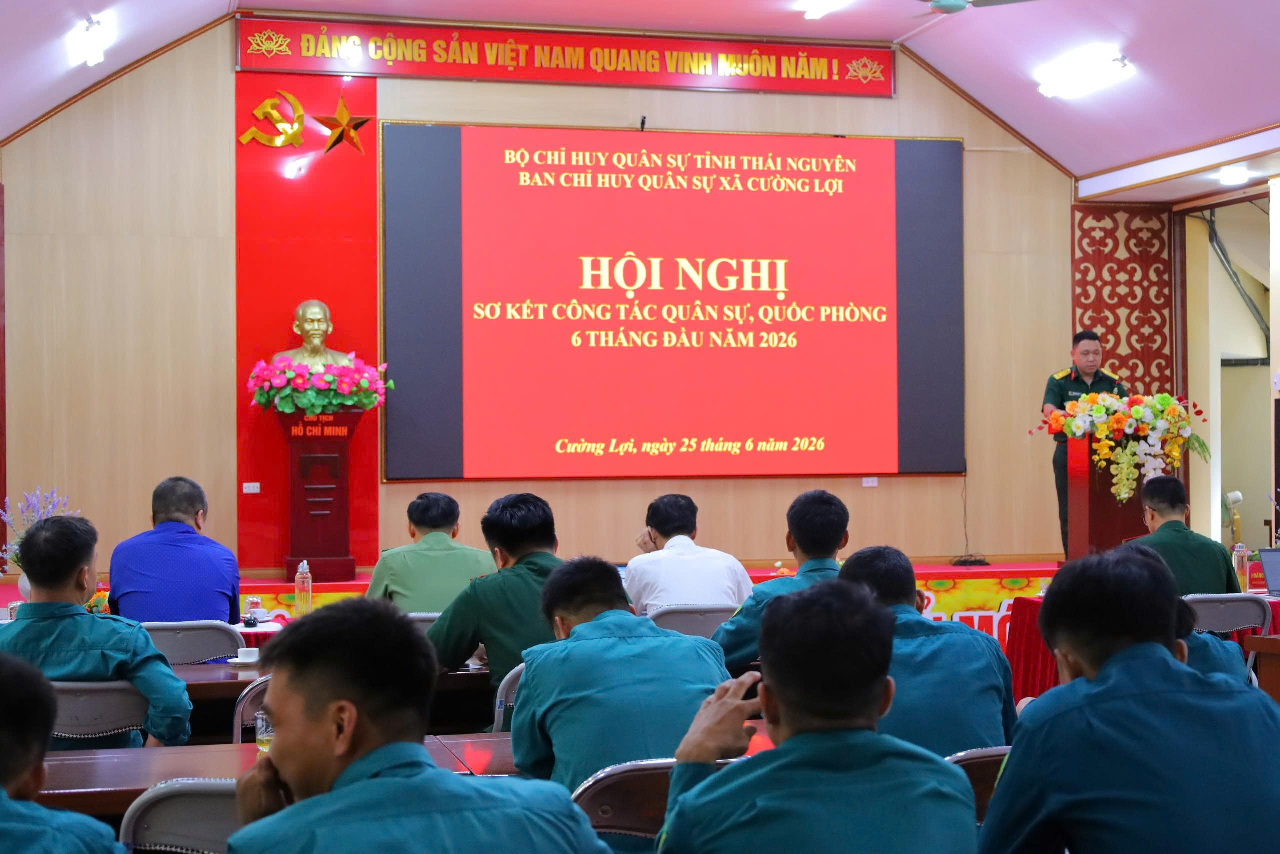 BCH Quân sự xã Cường Lợi sơ kết công tác quân sự, quốc phòng 6 tháng đầu năm 2026