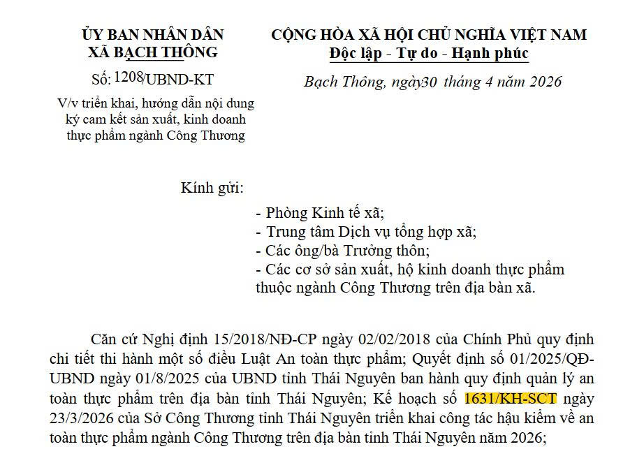 Triển khai, hướng dẫn nội dung ký cam kết sản xuất, kinh doanh thực phẩm ngành Công Thương