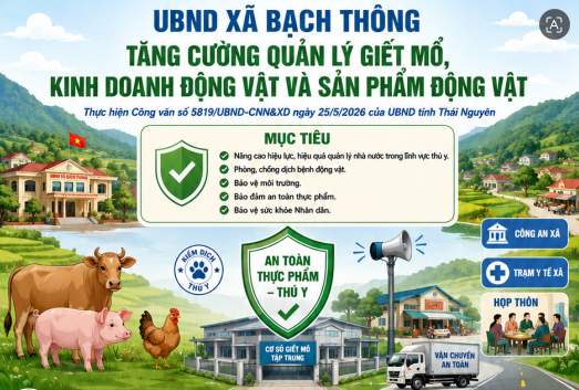 Xã Bạch Thông tăng cường quản lý hoạt động giết mổ, kinh doanh động vật và sản phẩm động vật