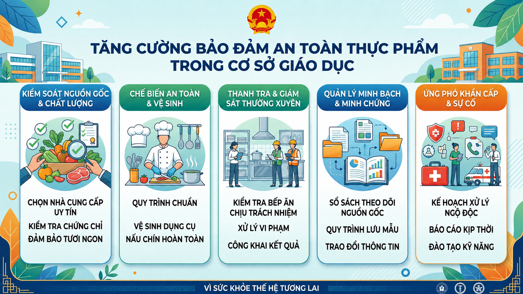 TĂNG CƯỜNG BẢO ĐẢM AN TOÀN THỰC PHẨM TRONG CÁC CƠ SỞ GIÁO DỤC