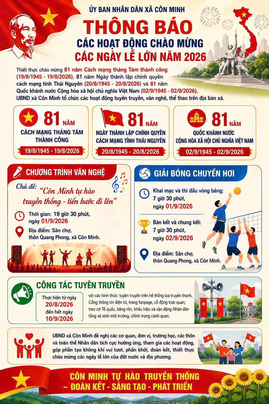 THÔNG BÁO CÁC HOẠT ĐỘNG CHÀO MỪNG CÁC NGÀY LỄ LỚN NĂM 2026