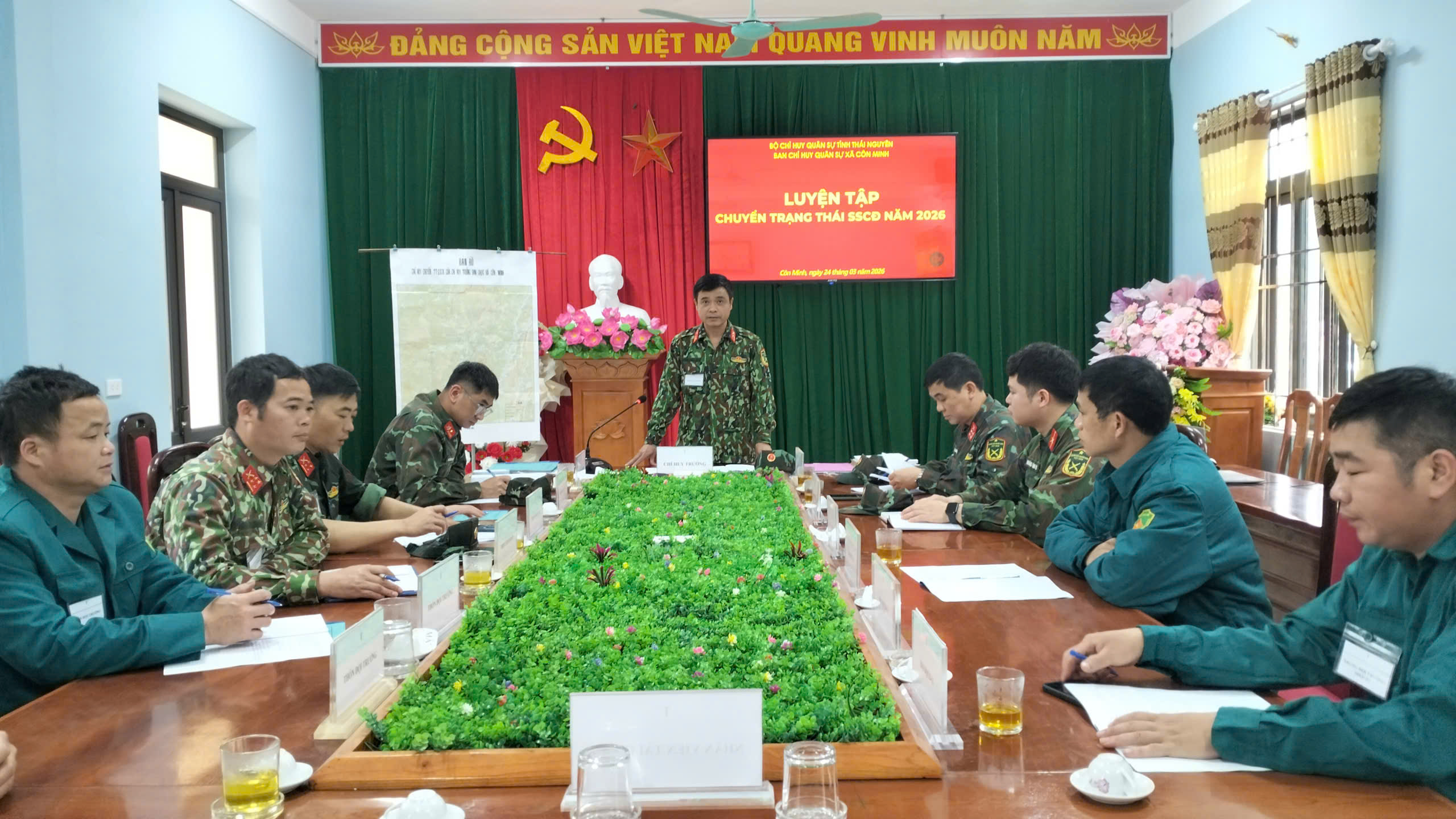 Ban Chỉ huy Quân sự xã Côn Minh tổ chức luyện tập chuyển trạng thái sẵn sàng chiến đấu năm 2026