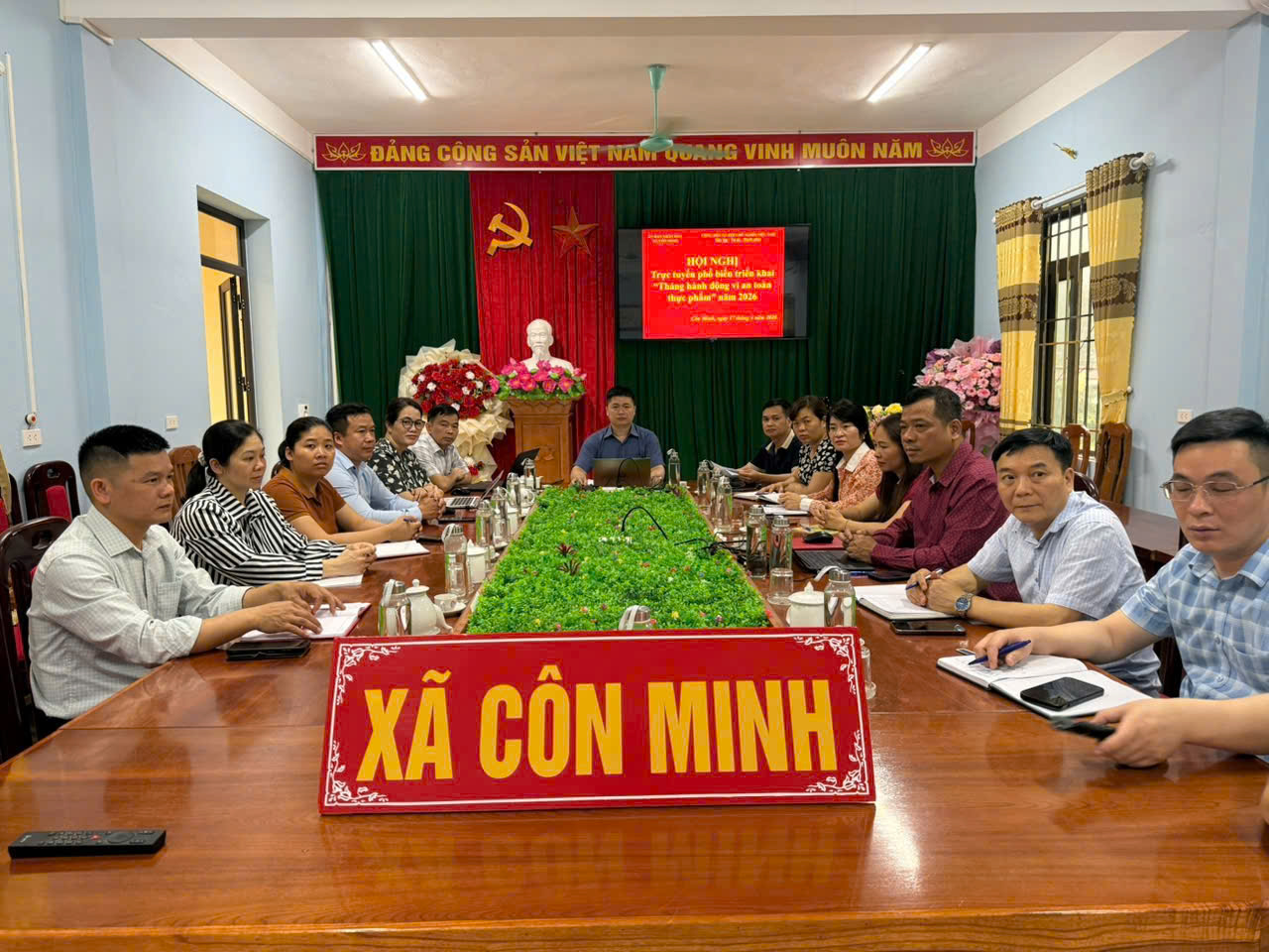 Xã Côn Minh tham dự Hội nghị trực tuyến phổ biến, triển khai Tháng hành động vì an toàn thực phẩm năm 2026