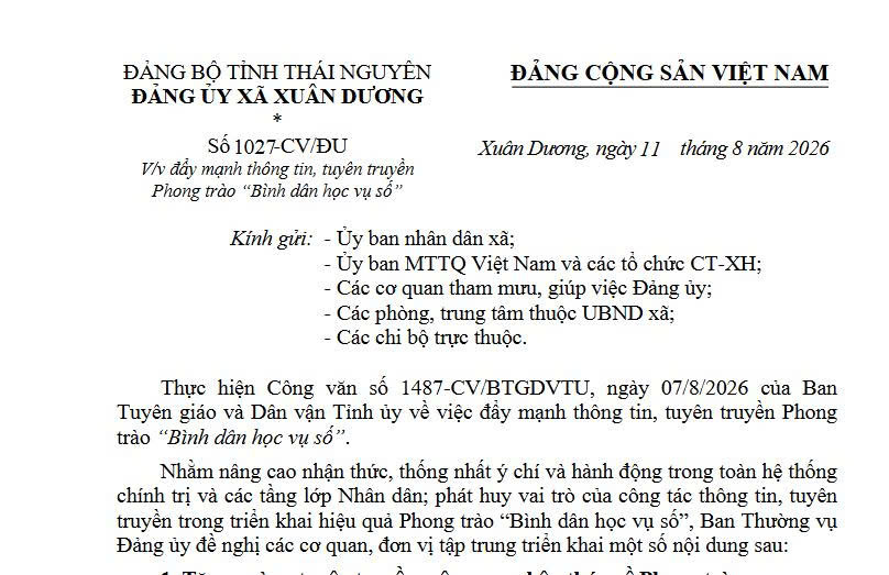 Chỉ đạo công tác tuyên truyền triển khai hiệu quả Phong trào “Bình dân học vụ số” trên địa bàn