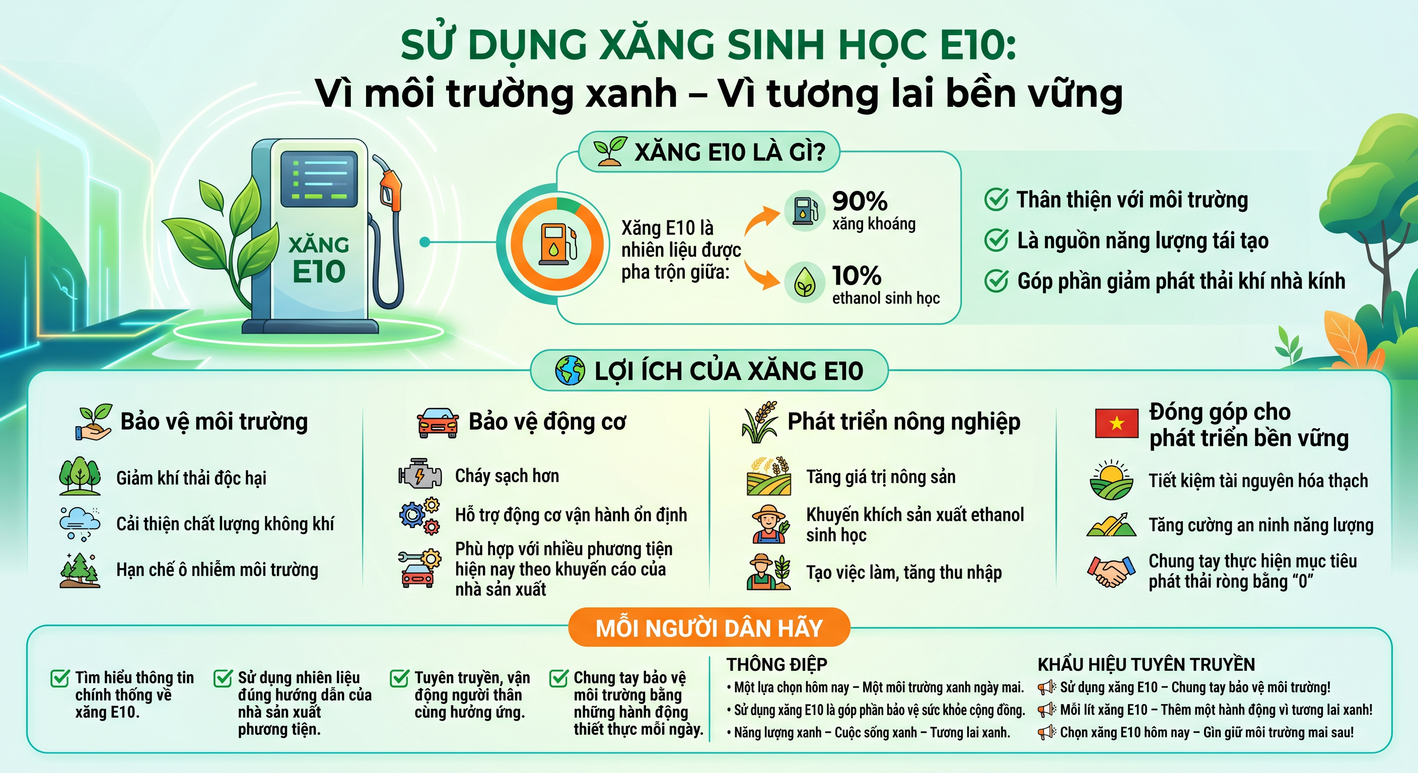 SỬ DỤNG XĂNG SINH HỌC E10 – HÀNH ĐỘNG THIẾT THỰC VÌ MÔI TRƯỜNG VÀ TƯƠNG LAI BỀN VỮNG