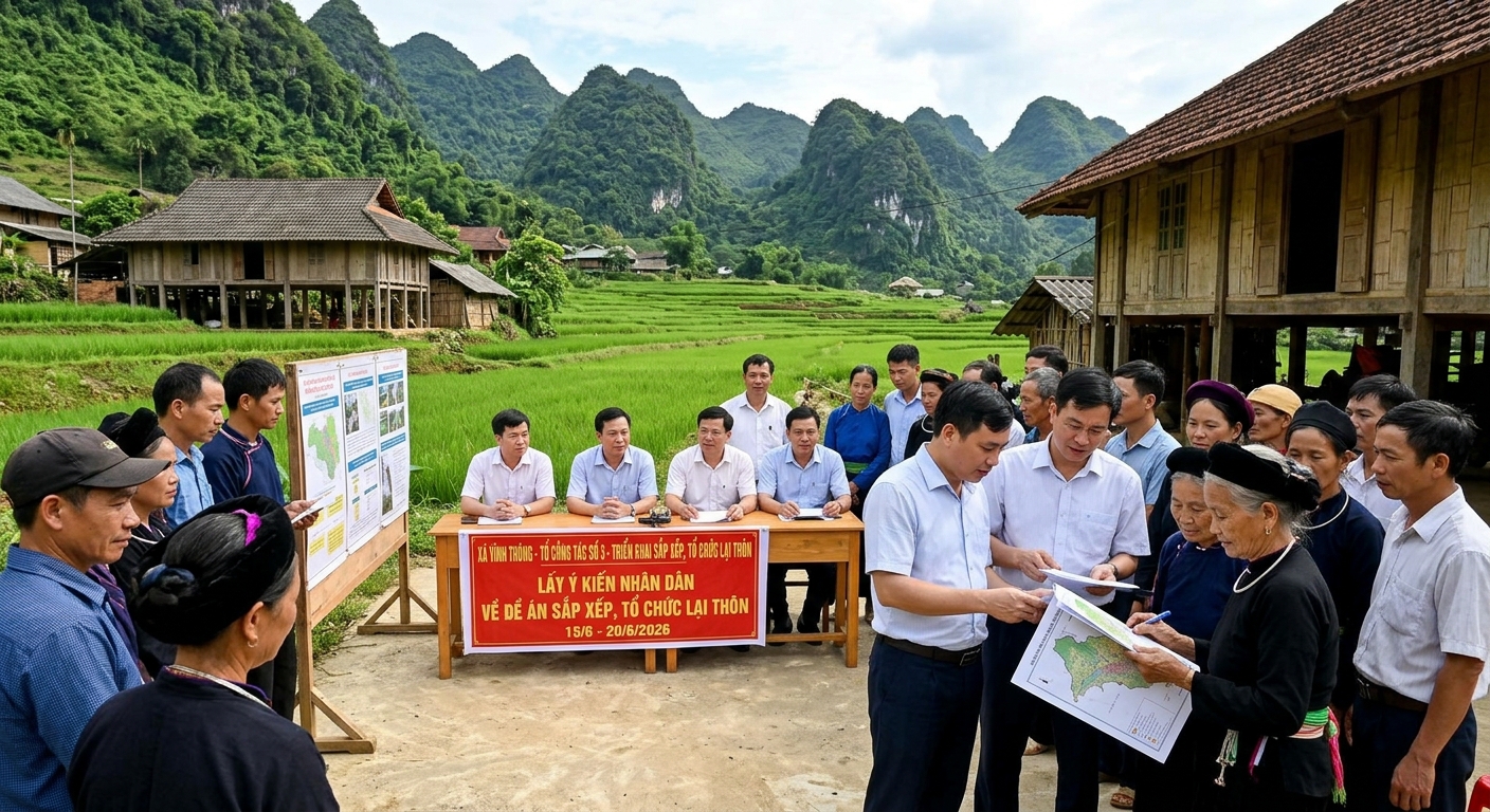 XÃ VĨNH THÔNG THÀNH LẬP 08 TỔ CÔNG TÁC TRIỂN KHAI SẮP XẾP, TỔ CHỨC LẠI THÔN TRÊN ĐỊA BÀN