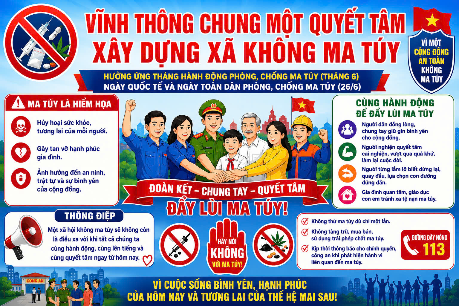 NÓI KHÔNG VỚI MA TÚY VÌ SỨC KHỎE, HẠNH PHÚC CỦA BẢN THÂN, GIA ĐÌNH VÀ XÃ HỘI