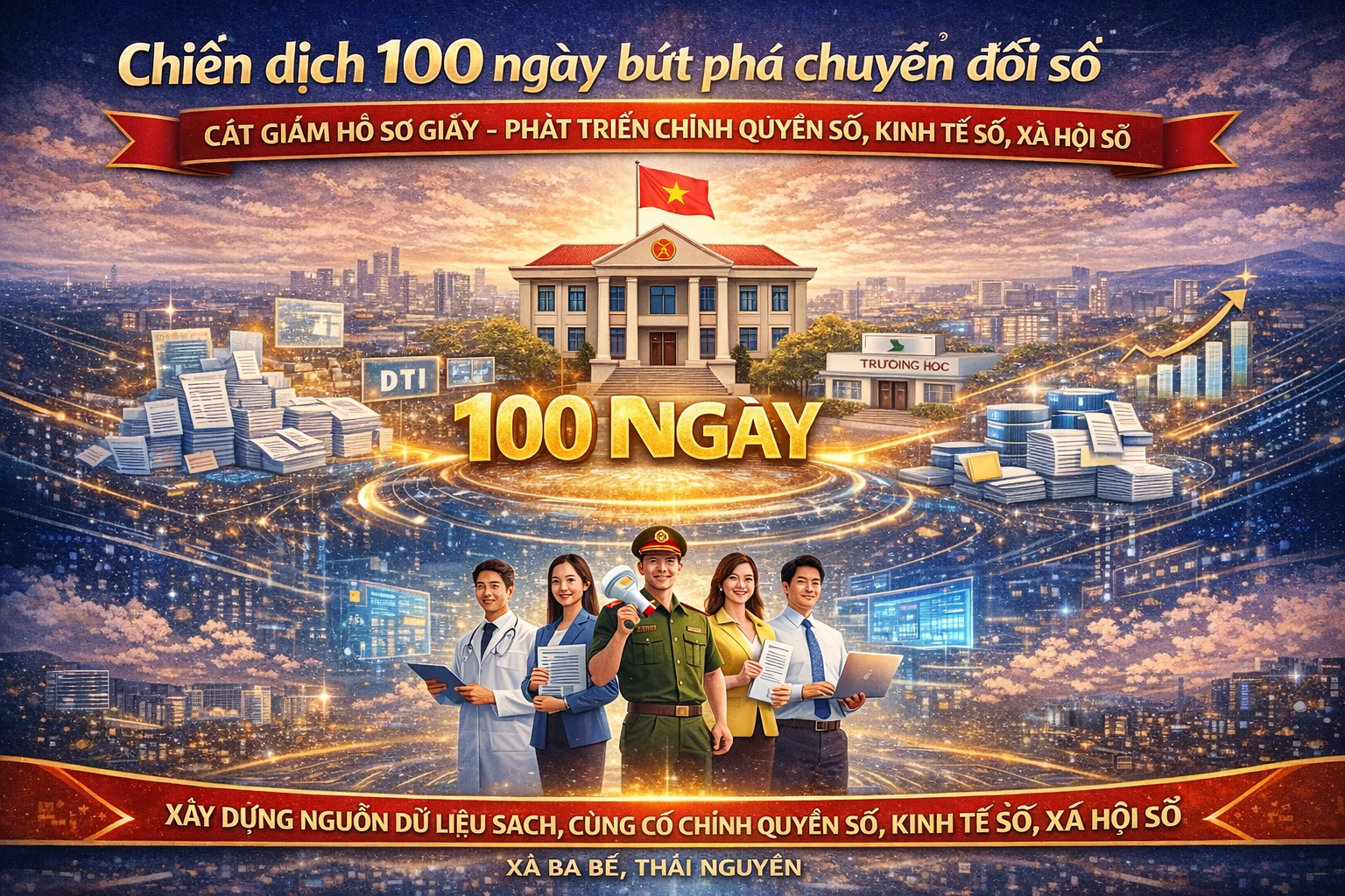 BA BỂ TRIỂN KHAI CHIẾN DỊCH 100 NGÀY SỐ HÓA, LÀM SẠCH, CHUẨN HÓA DỮ LIỆU