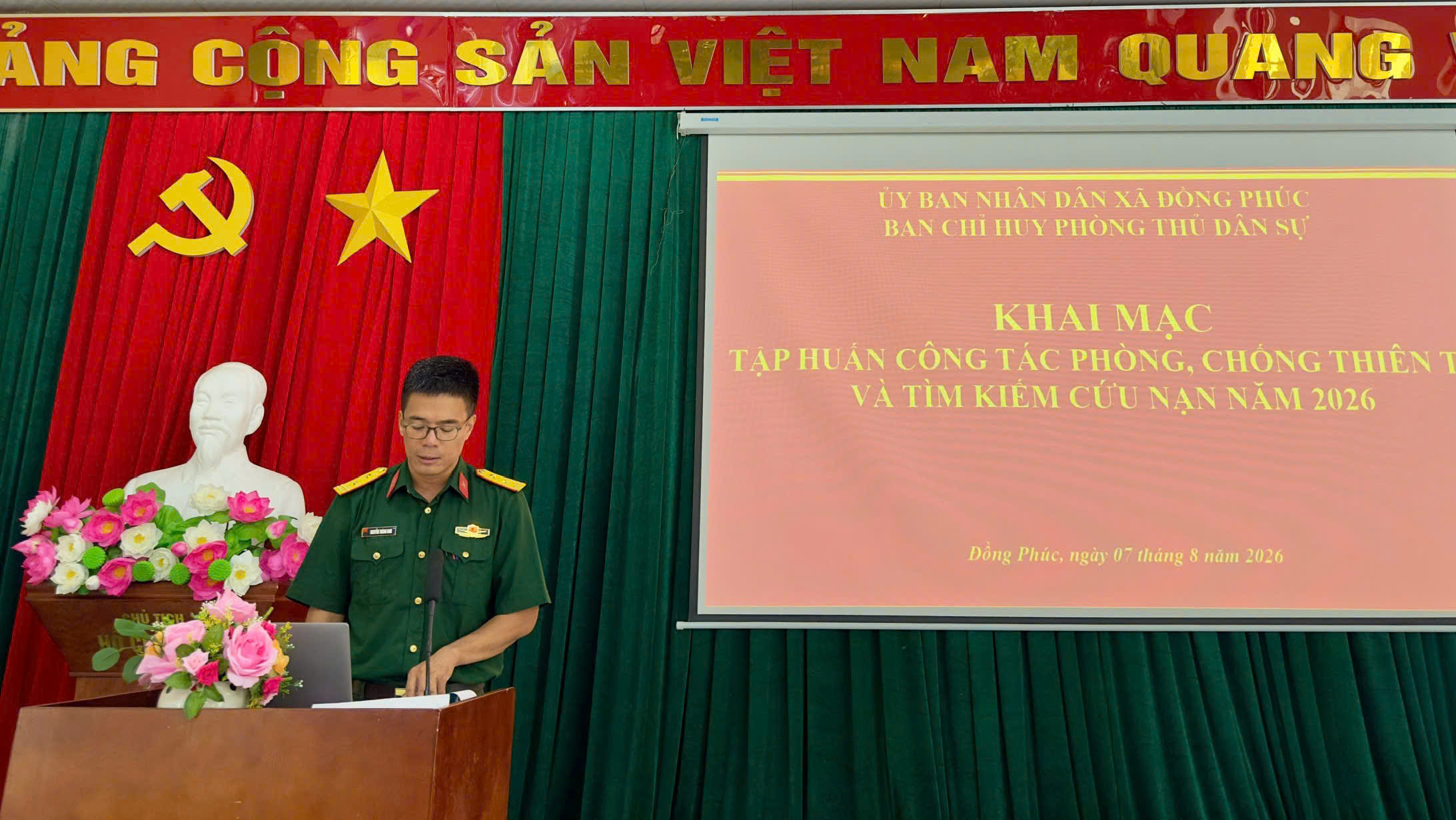 BAN CHỈ HUY PHÒNG THỦ DÂN SỰ XÃ ĐỒNG PHÚC TẬP HUẤN CÔNG TÁC PHÒNG, CHỐNG THIÊN TAI VÀ TÌM KIẾM CỨU NẠN NĂM 2026
